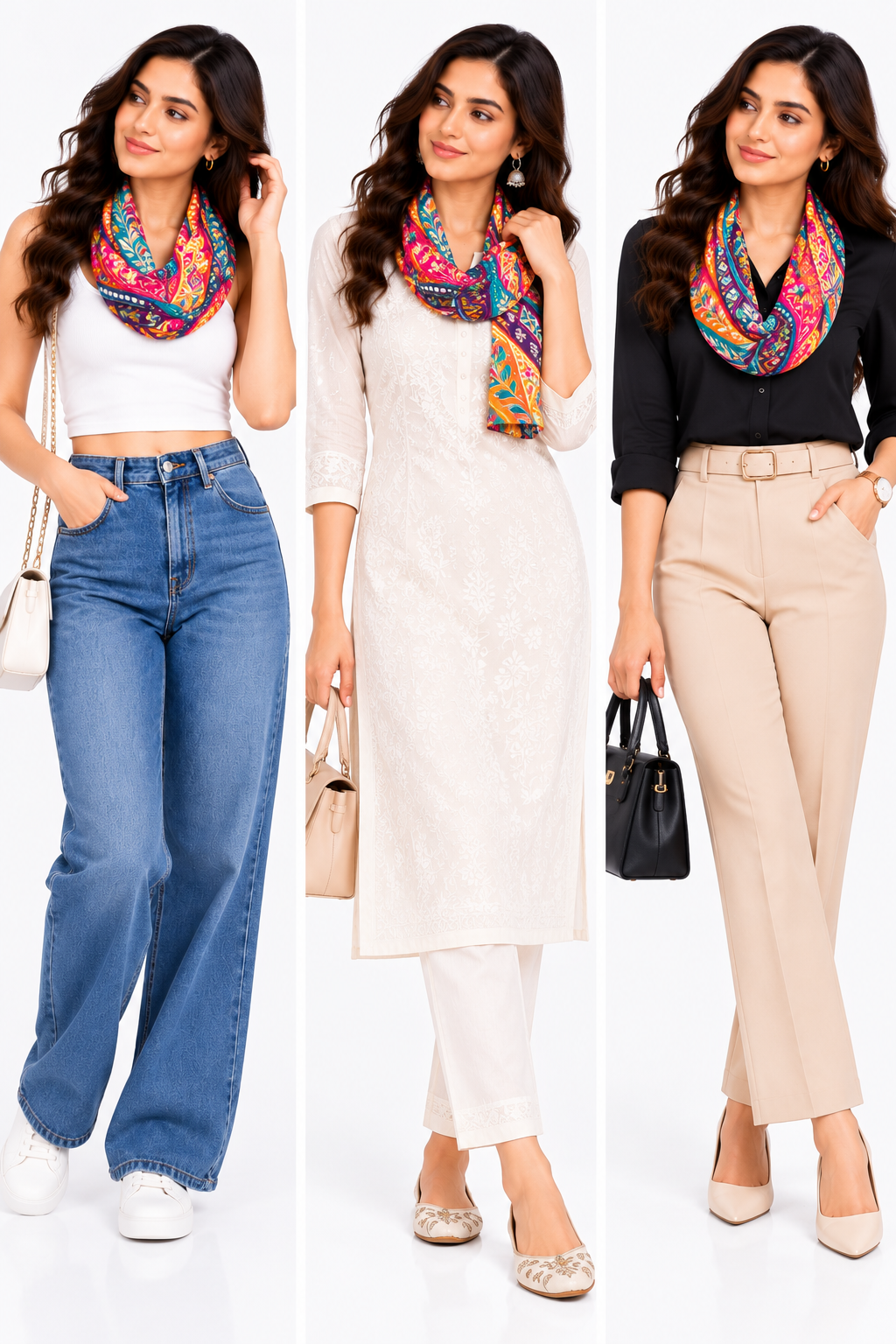 Women's Multicolour Indian Paisley & Folk-Art-Inspired Soft Printed Stole
