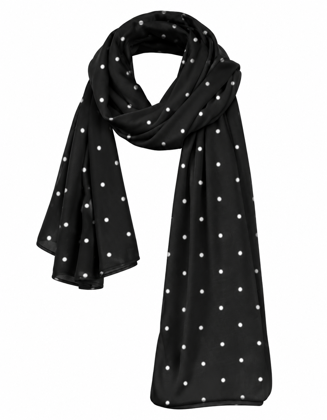 Ajaini Black Polka Dot Soft Polywoven Satin Stole for Women – Stylish Modern Scarf