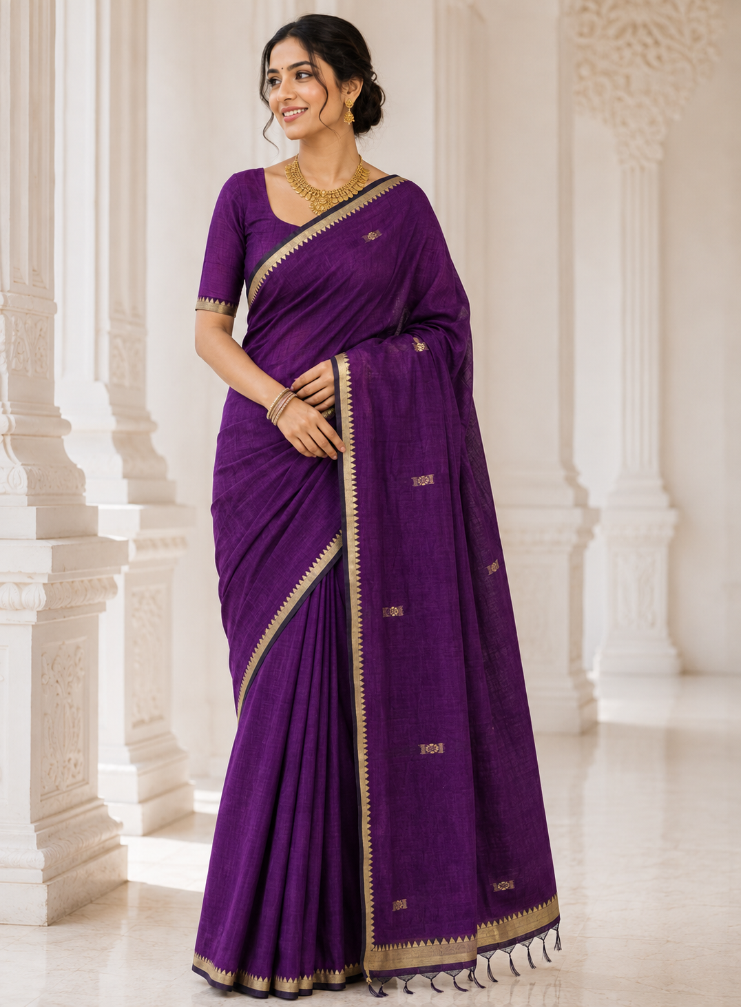 Royal Purple - Saree - front view | Chindak Textiles