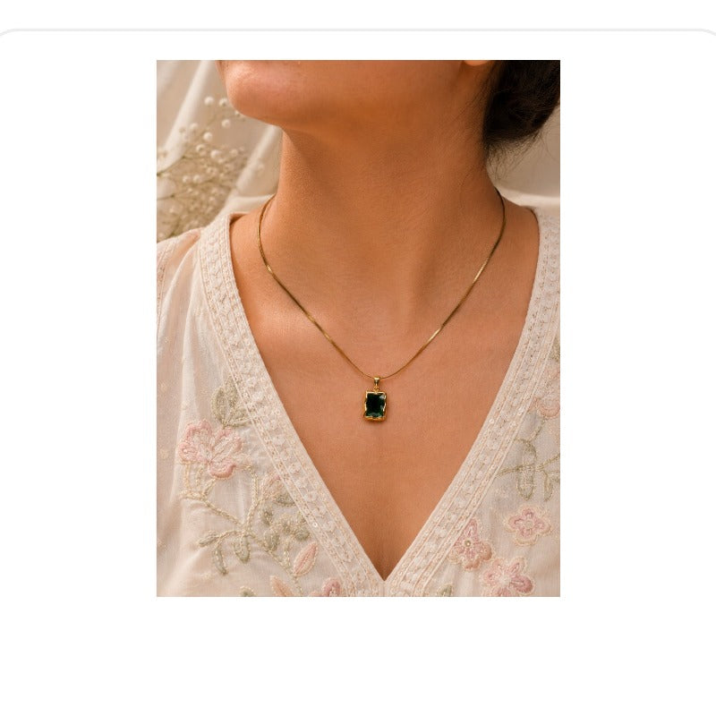 Women's Anti Tarnish Square Necklace - front view | D9 Creations