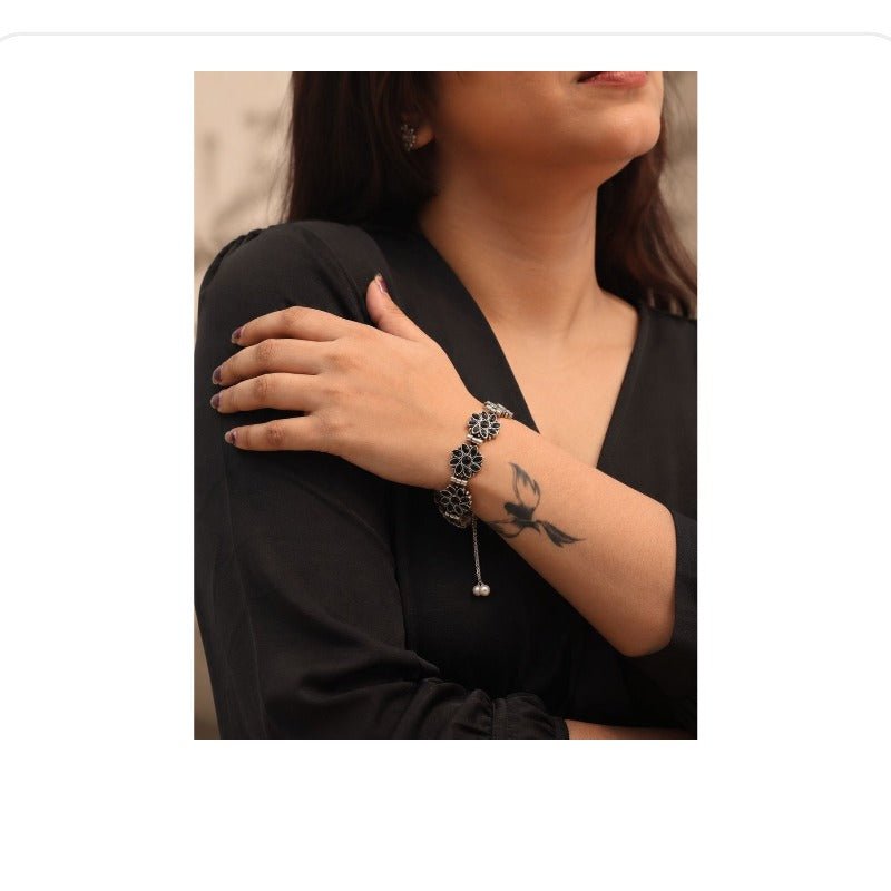 Women's Designer Floral Bracelet - Bangle & Bracelet - front view | D9 Creations