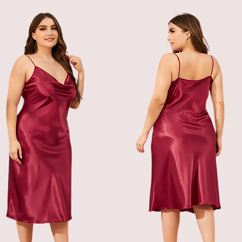 Women's Burgundy Satin Sleepwear, Charming Burgundy Nightwear - Apparel - back view | Snazzyway