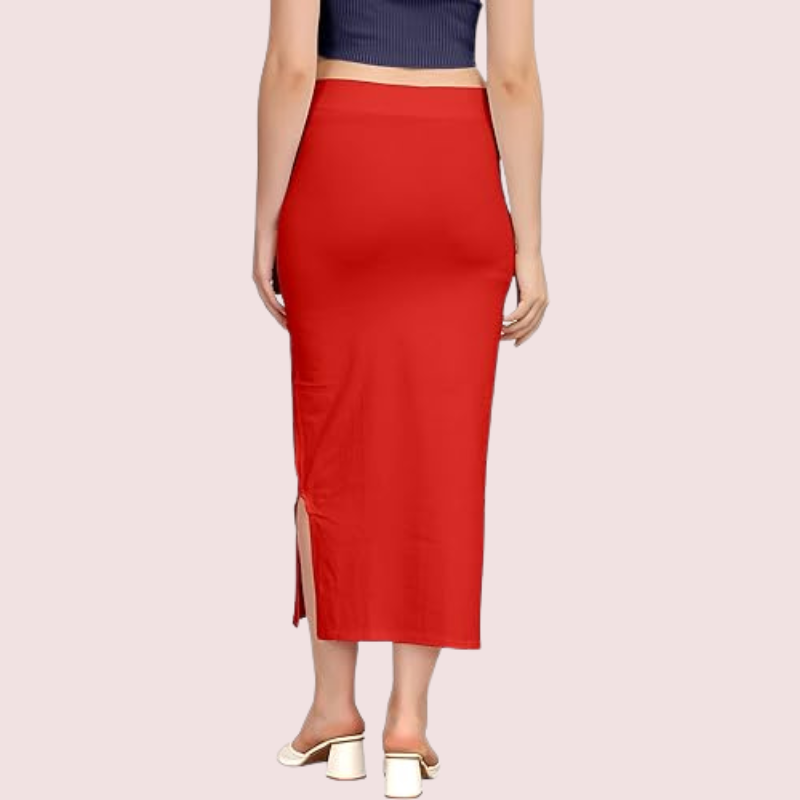 Women's Coral Red Cotton Petticoat, Exquisite Coral Shapewear - Apparel - side view | Snazzyway