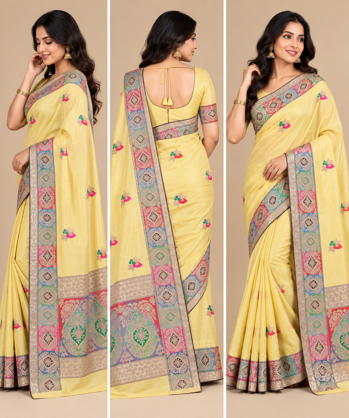 Yellow Mashru Silk Resham and Zari Work Designer Banarasi Saree
