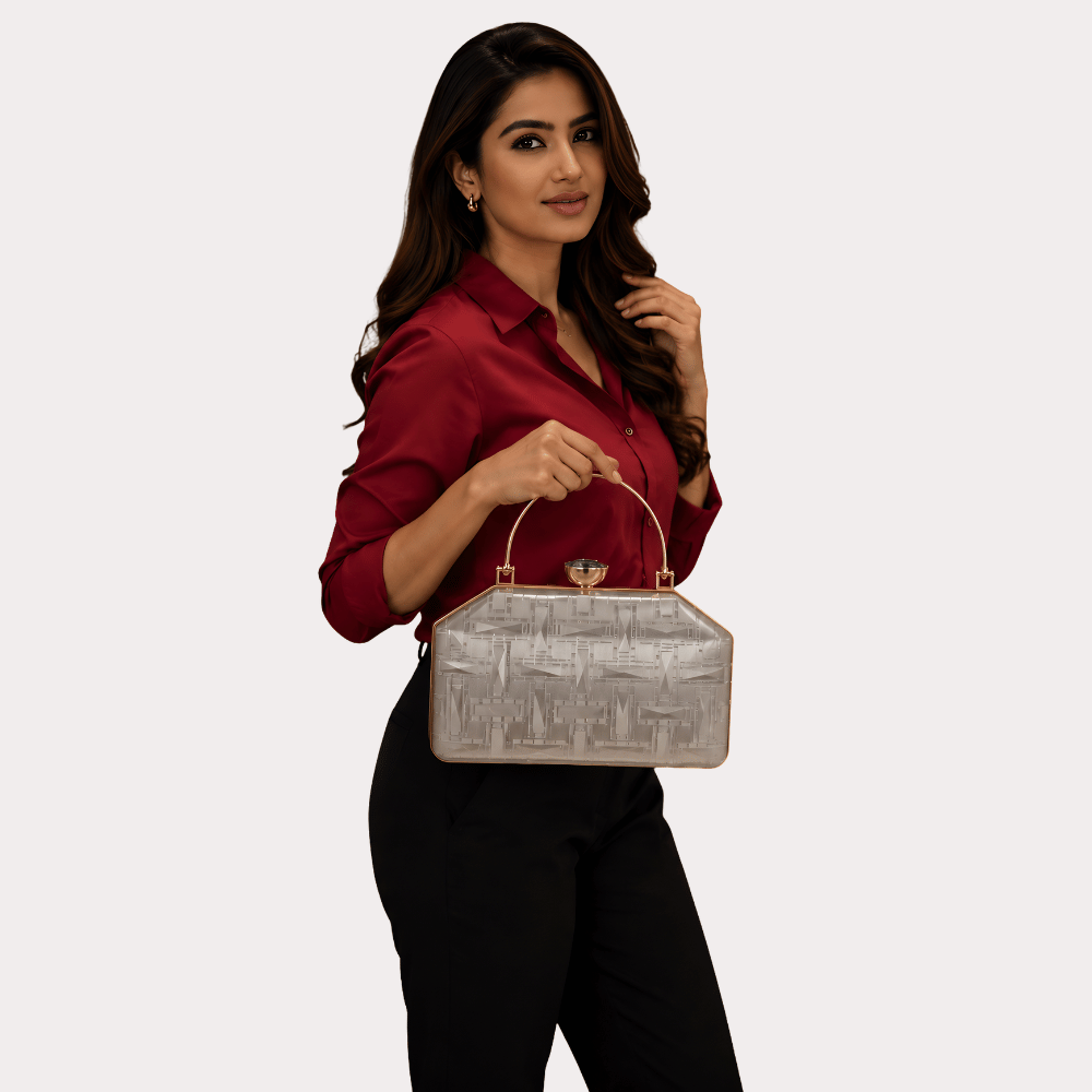 Women's Pearl White Pearl Handbag, Refined Pearl Purse - Apparel - back view | Snazzyway