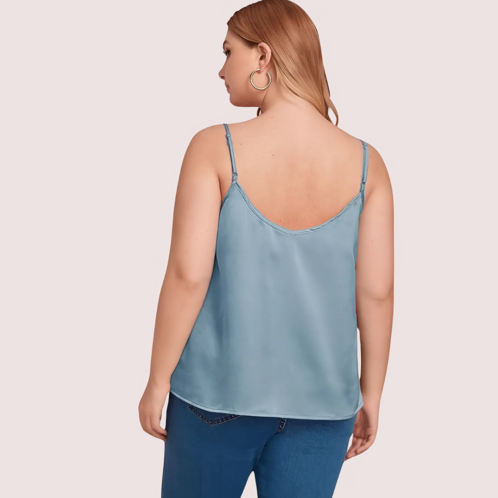 Women's Grey Silk Cami Top, Chic Grey Camisole - Apparel - back view | Snazzyway