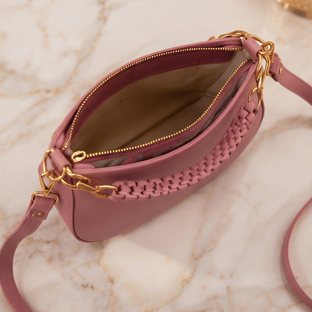 Women's Blush Pink Designer Sling Bag, Graceful Blush Crossbody Purse - Apparel - back view | Snazzyway