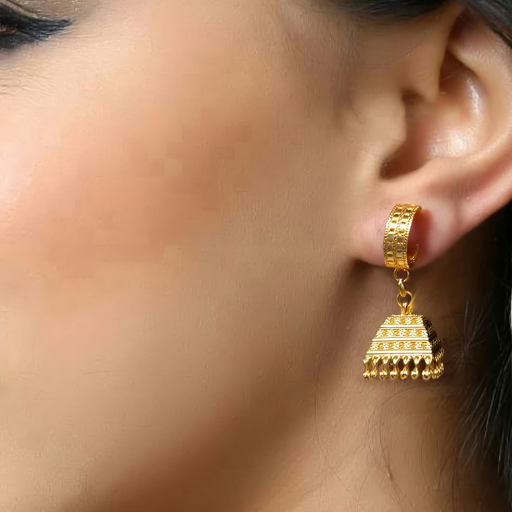 Women's Gold Designer Earrings, Chic Gold Stud Earrings - Apparel - front view | Snazzyway