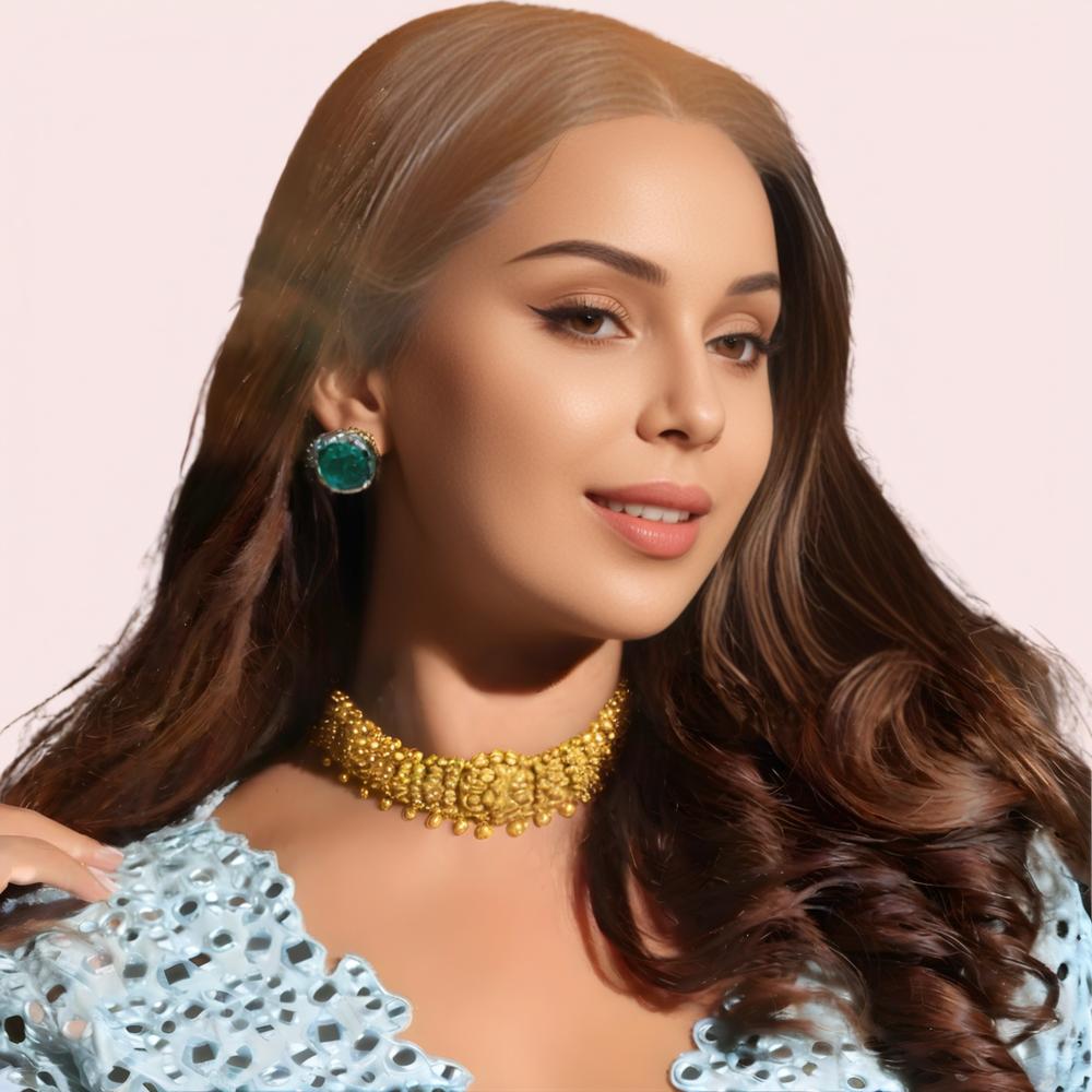 Women's Gold Gold-Plated Necklace, Opulent Gold Necklace Set - Apparel - front view | Snazzyway