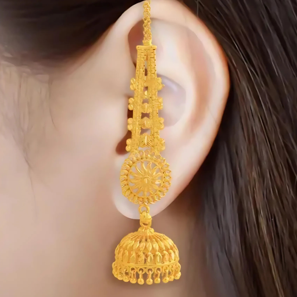 Women's Gold Designer Earrings, Opulent Gold Stud Earrings - Apparel - front view | Snazzyway