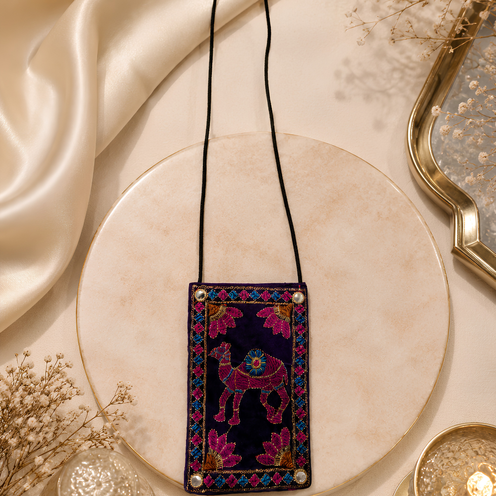 Women's Embroidered Sling Bag, Elegant Crossbody Purse - Apparel - back view | Snazzyway