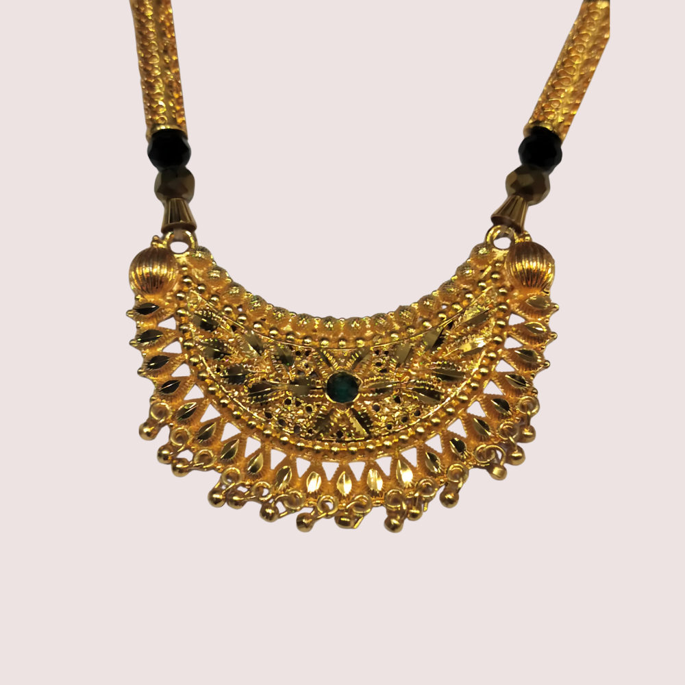 Women's Gold Designer Mangalsutra, Radiant Gold Pendant Necklace - Apparel - close-up detail view | Snazzyway