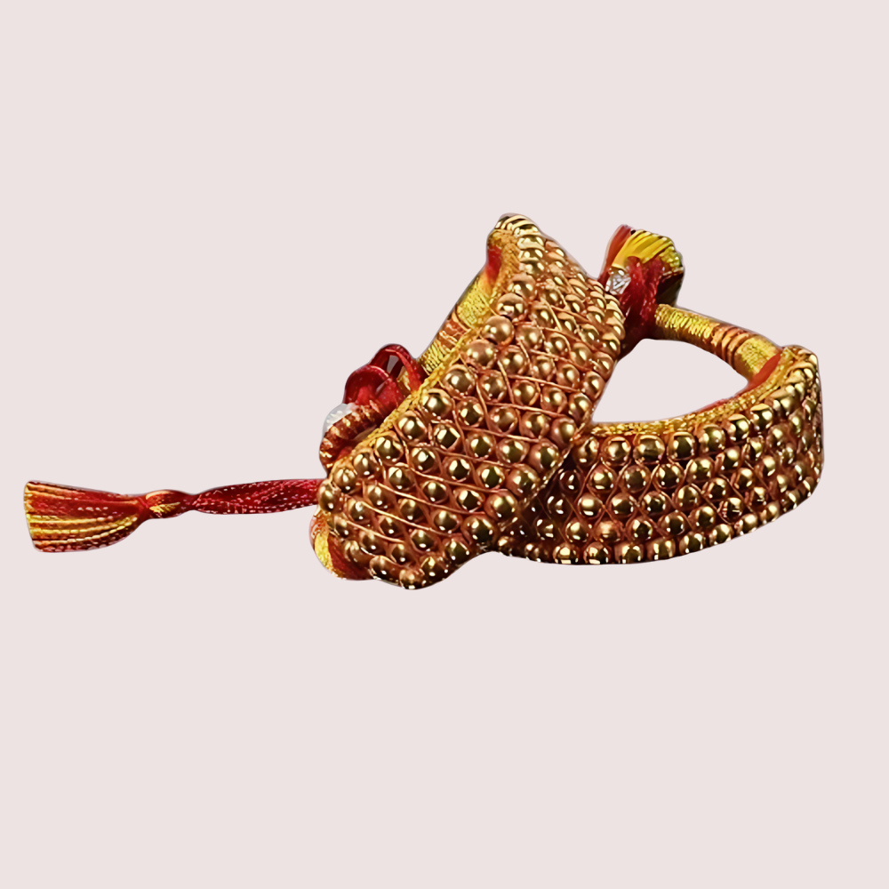Women's Golden Designer Bracelet, Regal Golden Bangle - Apparel - close-up detail view | Snazzyway