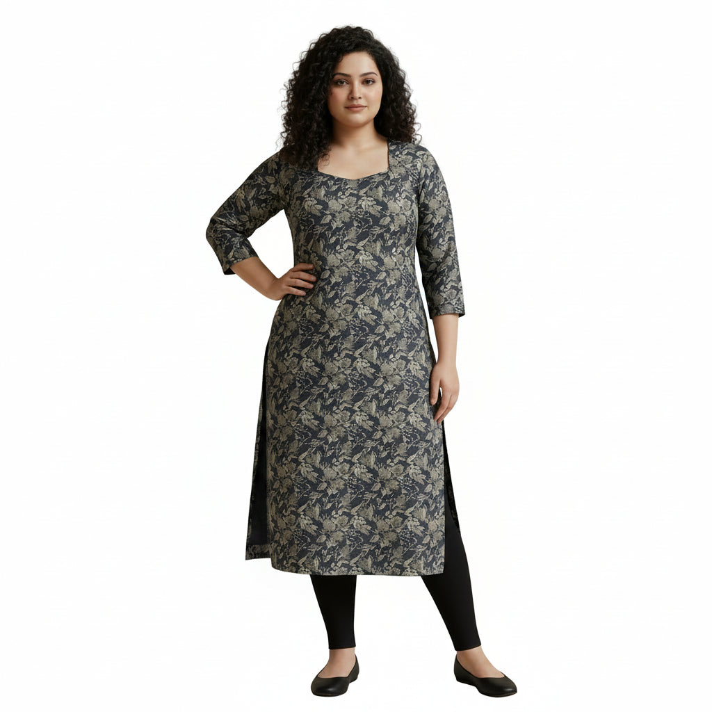 Plus Size - Moon Blue - Indian Ethnic Wear - front view | Villows DTrendz
