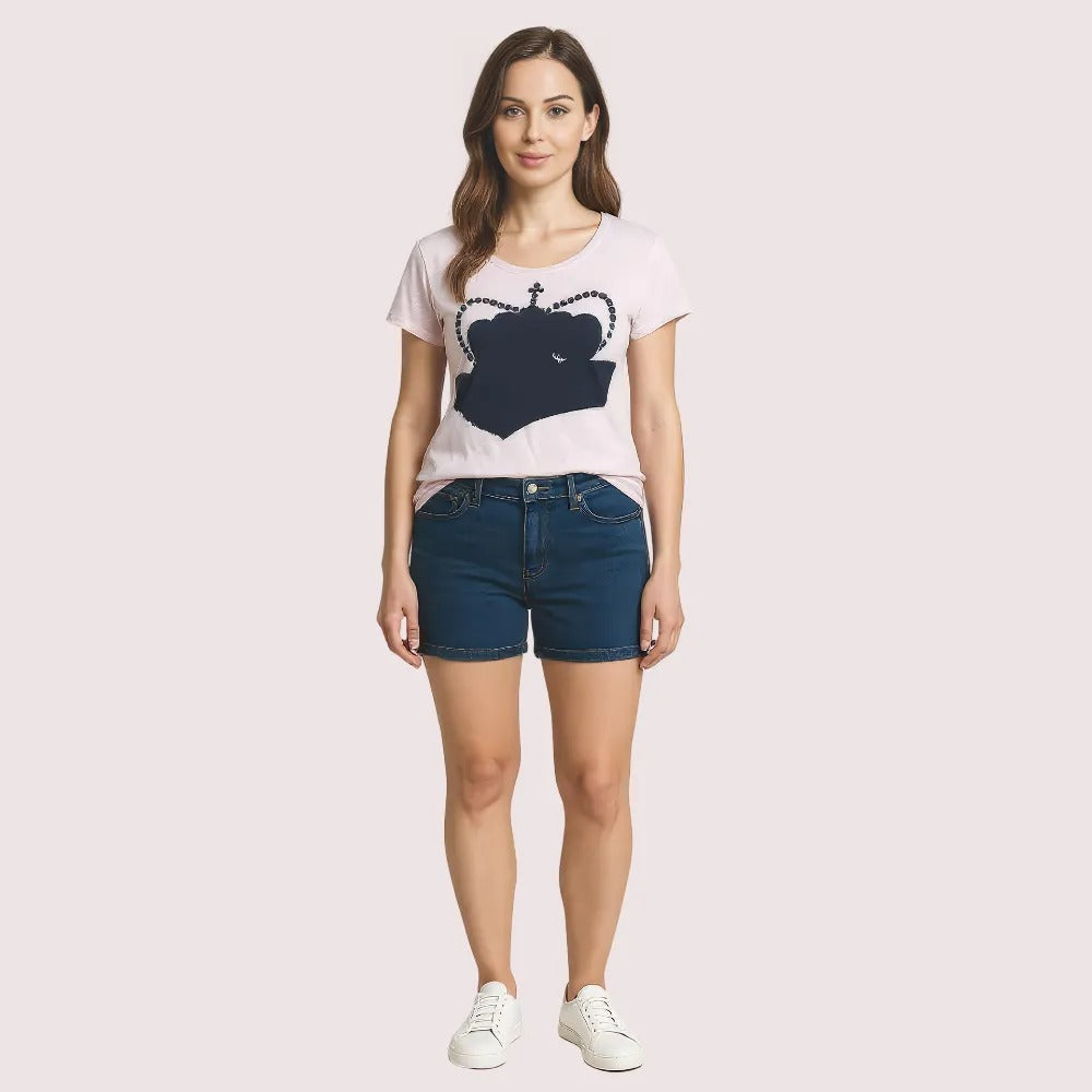 Women's Pink Designer T-Shirt, Stylish Pink Casual Top - Apparel - front view | Snazzyway