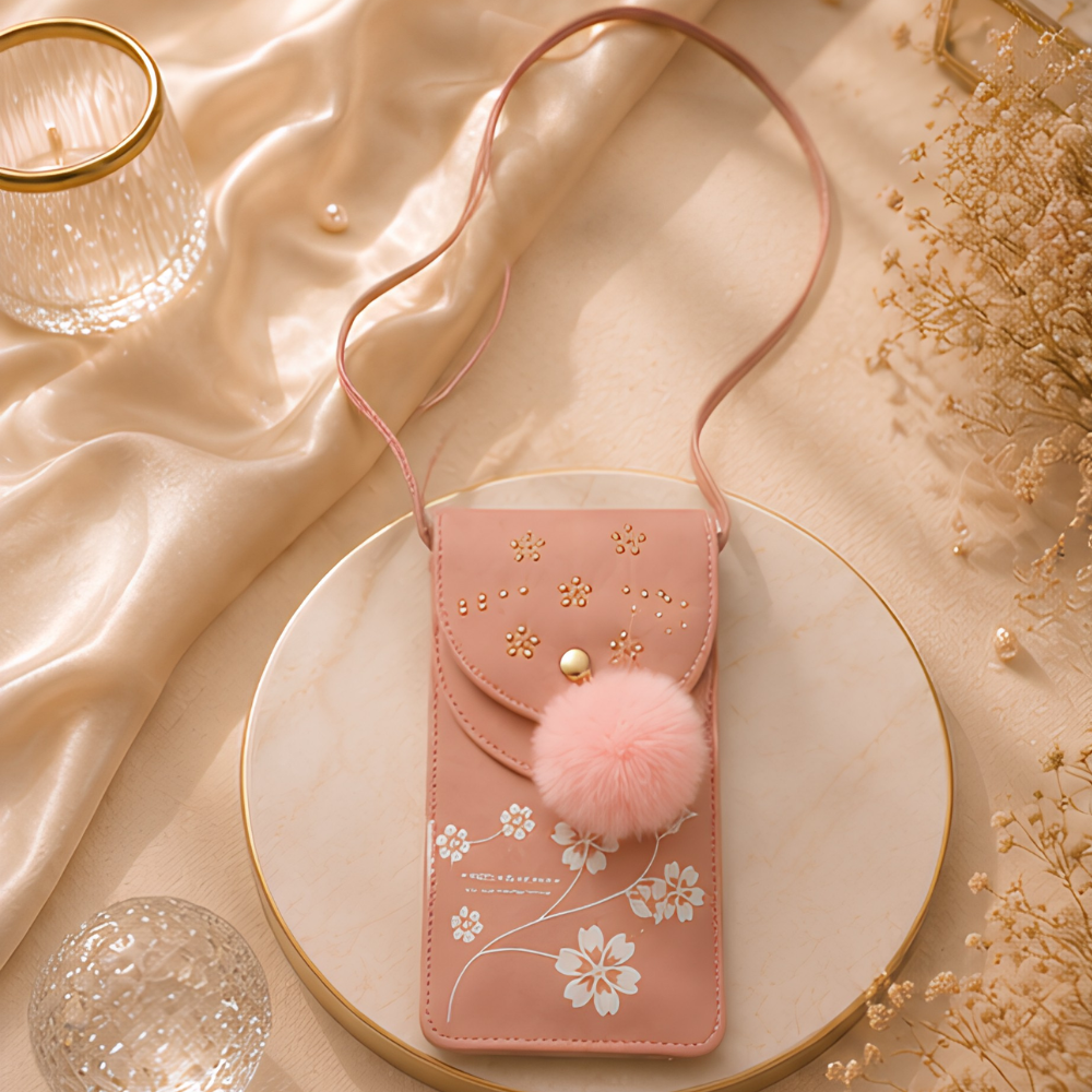 Women's Blush Pink Embellished Sling Bag, Chic Blush Crossbody Purse - Apparel - back view | Snazzyway