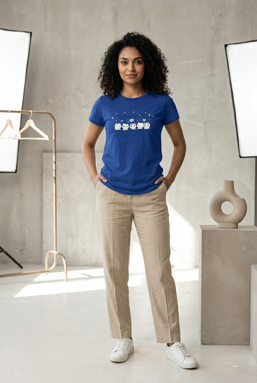 Women’s Ink Blue T-Shirt Casual Cotton Tee for Women Stylish Everyday Wear - Western Wear - front view | Villows DTrendz