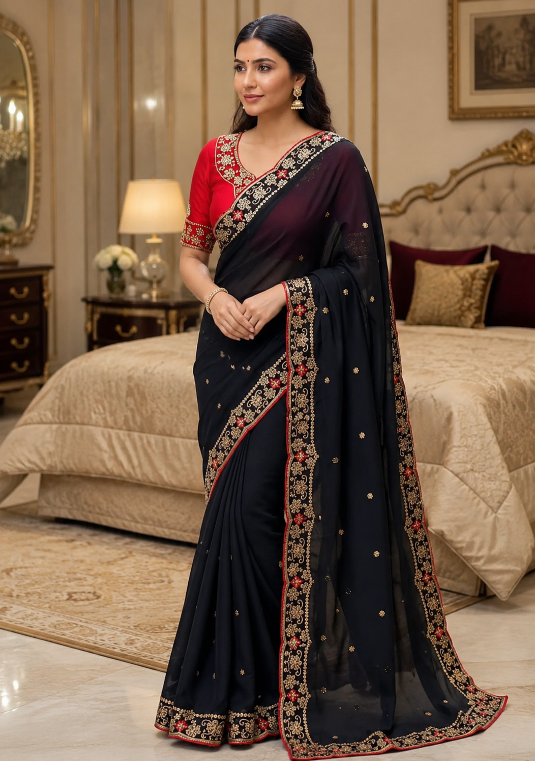 Turquoise Viscose Resham and Zari Butti Designer Banarasi Saree