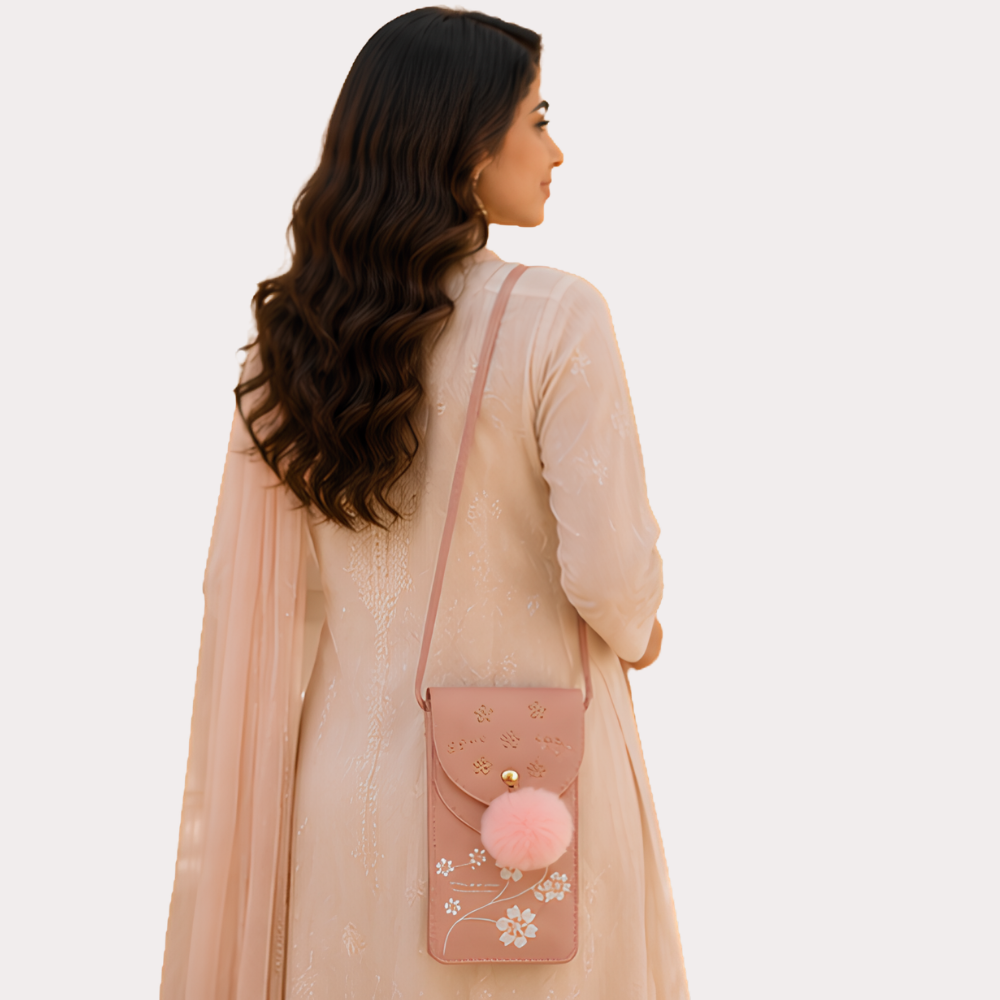 Women's Blush Pink Embellished Sling Bag, Chic Blush Crossbody Purse - Apparel - close-up detail view | Snazzyway
