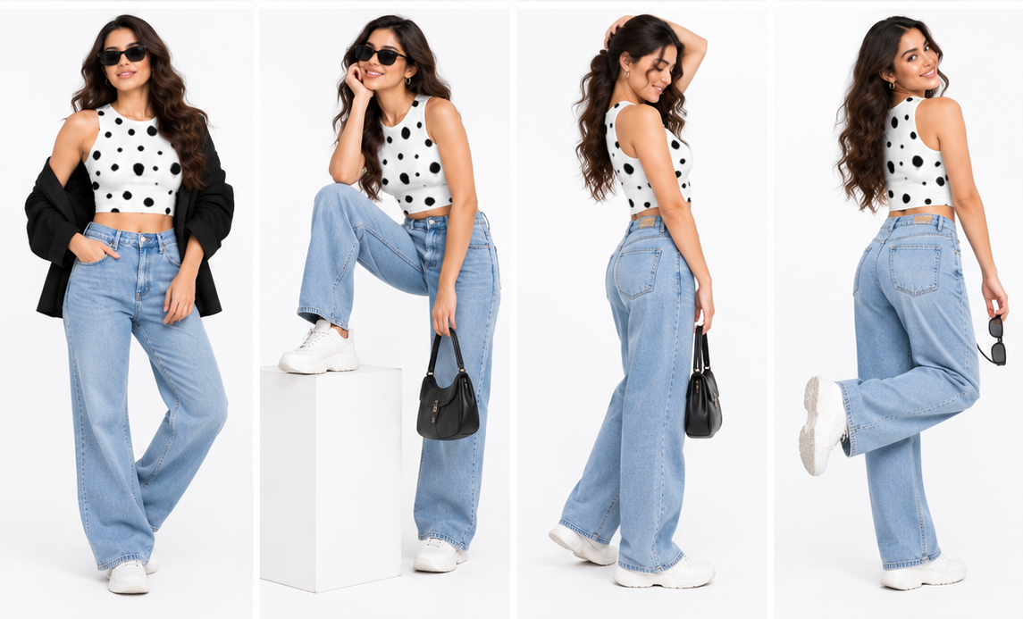 Black & White Polka Dot Sleeveless Crop Top – Trendy Women’s Casual & Streetwear Top