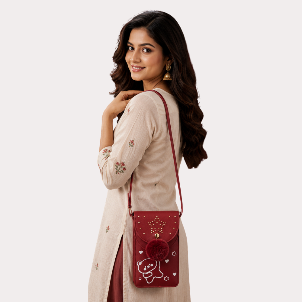 Women's Ruby Red Designer Sling Bag, Stylish Ruby Crossbody Purse - Apparel - front view | Snazzyway