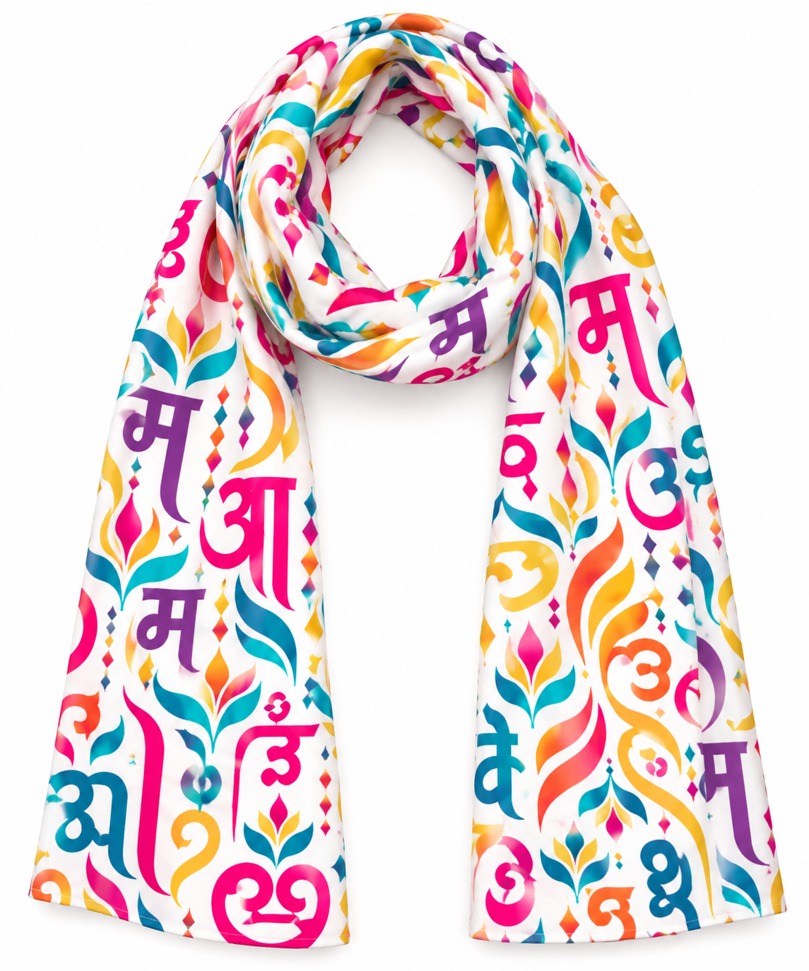 Indian Languages Art Mural Printed Stole for Women – Multicolour Statement Scarf