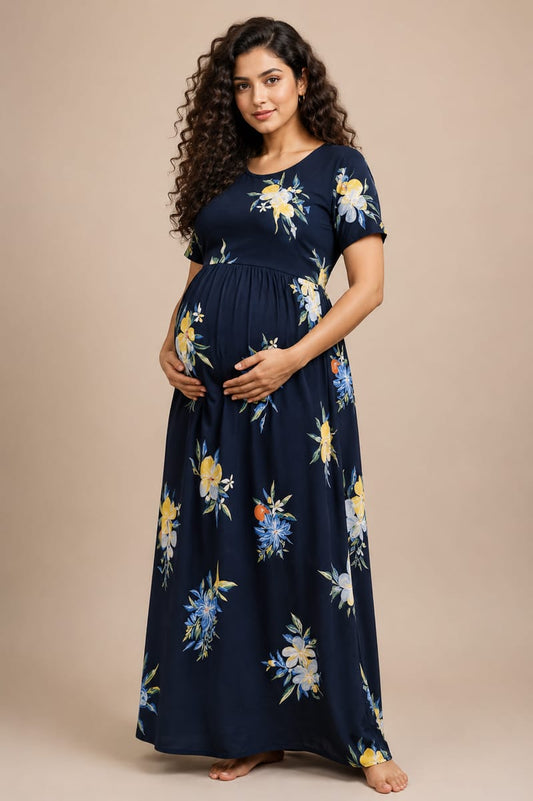 Women’s Stretch Maternity Feeding T-Shirt Nursing T-Shirt for Pregnancy & Breastfeeding Comfortable Casual Wear - Black - Western Wear - front view |...