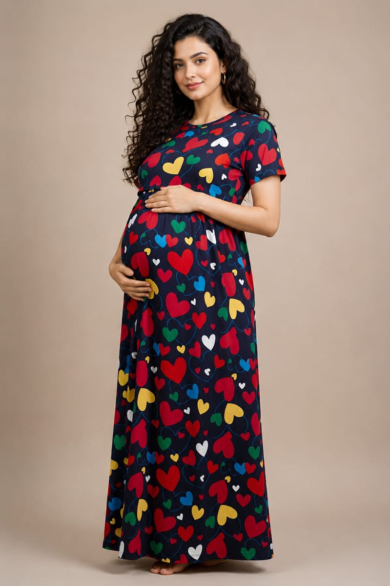 Women’s Stretch Maternity Feeding T-Shirt Nursing T-Shirt for Pregnancy & Breastfeeding Comfortable Casual Wear - Multi Colour - Western Wear - front...