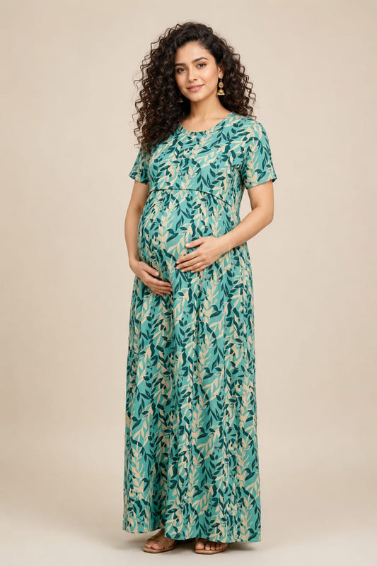 Women’s Stretch Maternity Feeding T-Shirt Nursing T-Shirt for Pregnancy & Breastfeeding Comfortable Casual Wear - Sky Blue - Western Wear - front view...