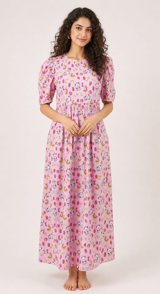 Women’s Pink Maxi Gown - Western Wear - front view | Villows DTrendz