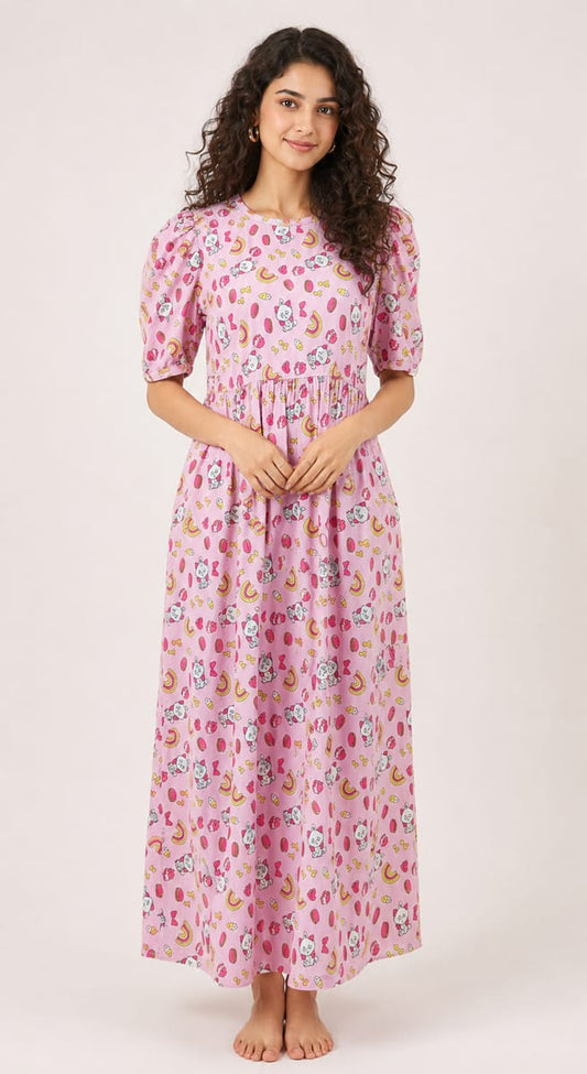 Women’s Pink Maxi Gown - Western Wear - front view | Villows DTrendz