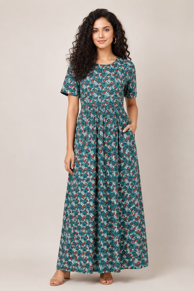 Women’s Grey Maxi Gown - Western Wear - front view | Villows DTrendz