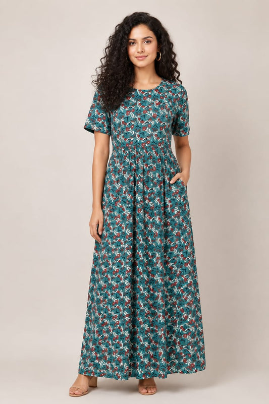 Women’s Grey Maxi Gown - Western Wear - front view | Villows DTrendz