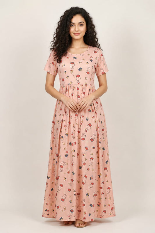 Women’s Peach Maxi Gown - Western Wear - front view | Villows DTrendz