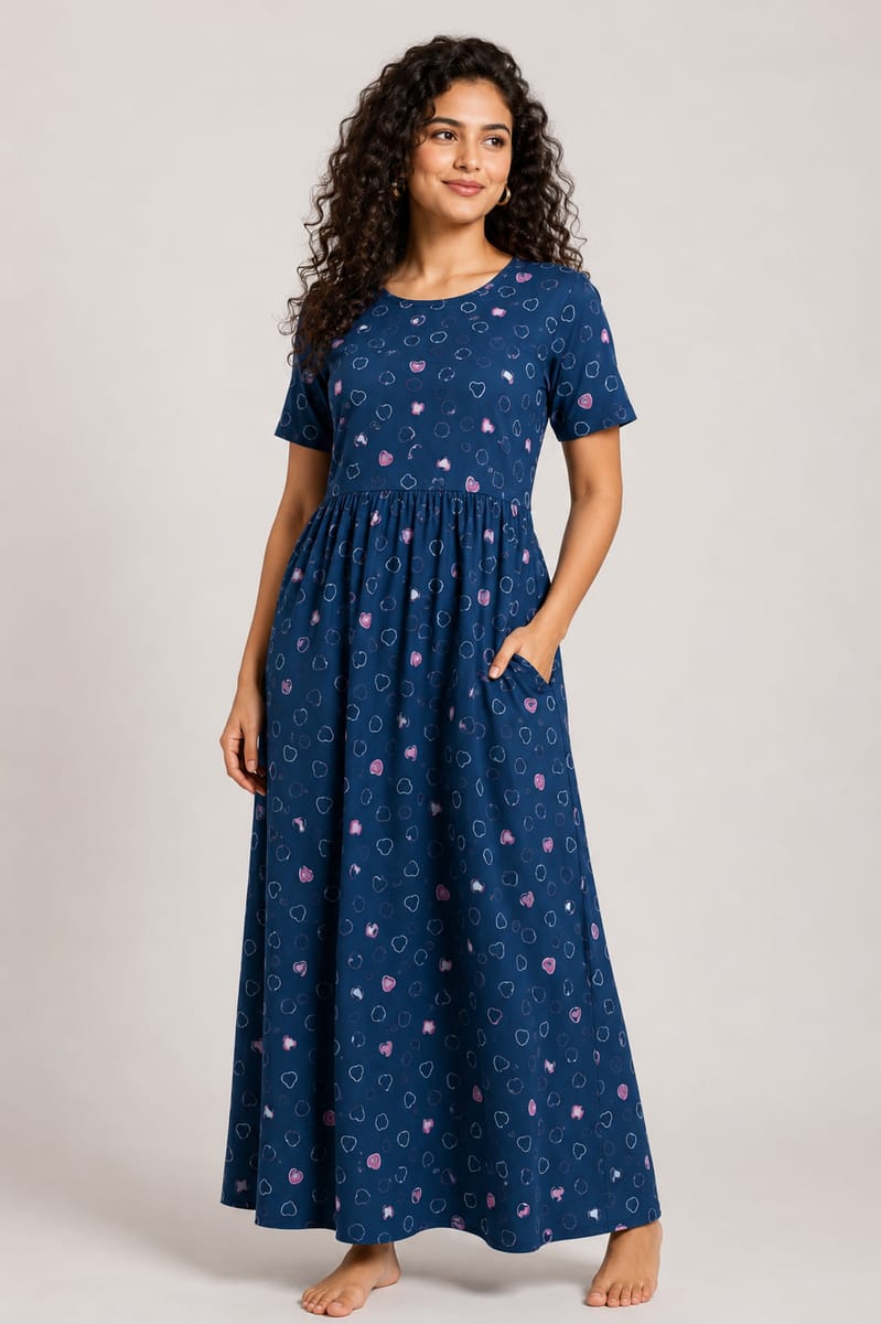 Women’s Blue Maxi Gown - Western Wear - front view | Villows DTrendz