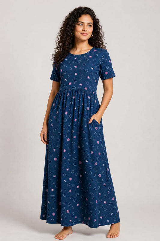 Women’s Blue Maxi Gown - Western Wear - front view | Villows DTrendz