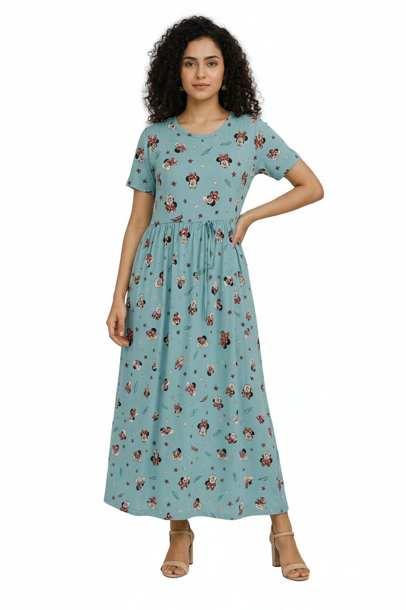 Women’s Sky Blue Maxi Gown - Western Wear - front view | Villows DTrendz