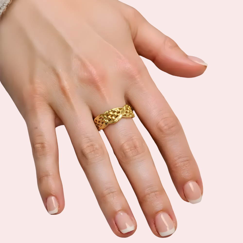 Women's Gold Designer Ring, Opulent Gold Statement Ring - Apparel - front view | Snazzyway