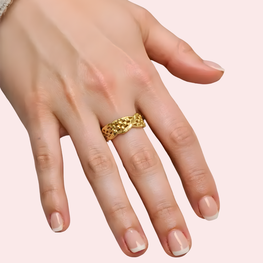 Women's Gold Designer Ring, Opulent Gold Statement Ring - Apparel - front view | Snazzyway
