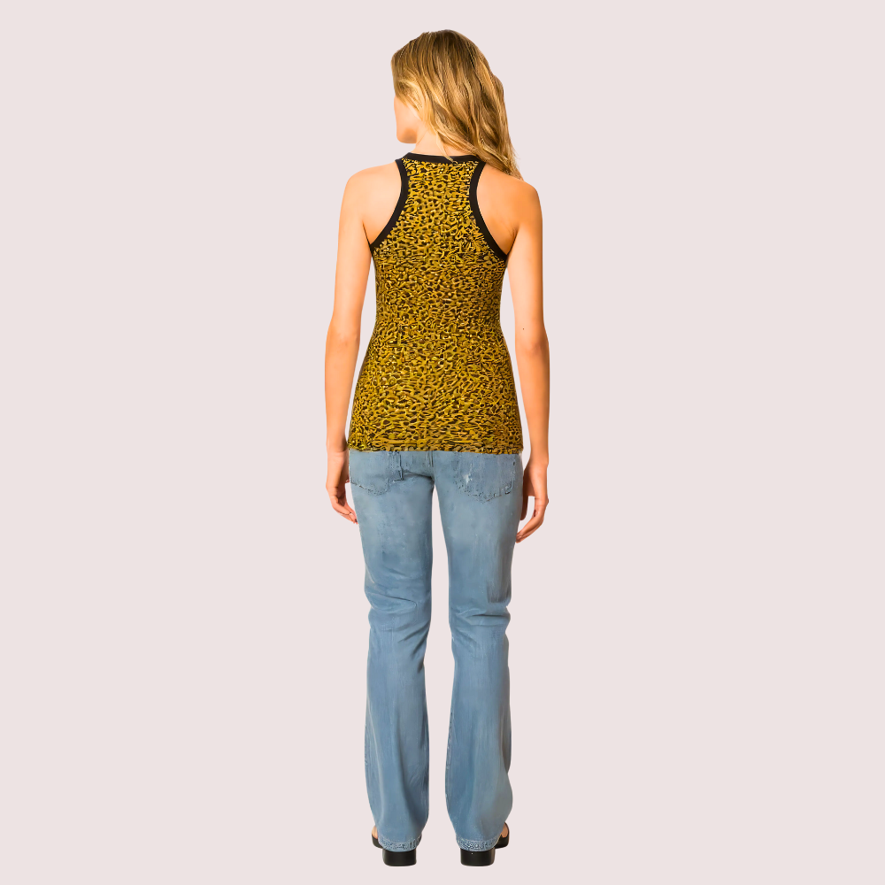 Women's Yellow Designer Tank Top, Radiant Yellow Vest Top - Apparel - close-up detail view | Snazzyway
