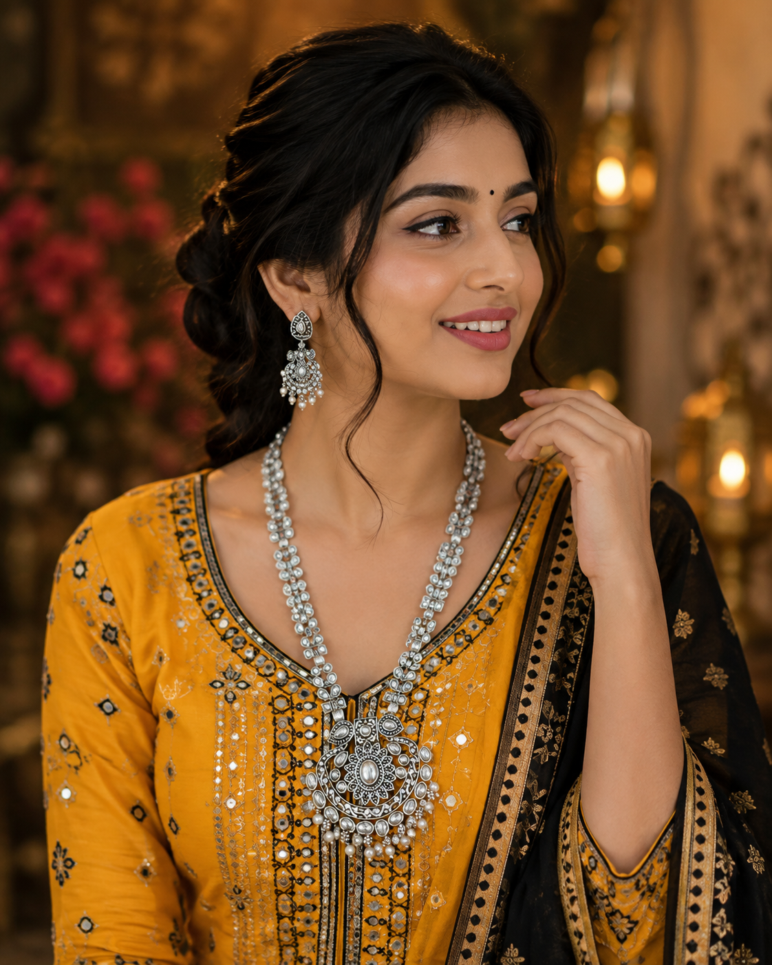 Women's Traditional Oxidized Necklace Set - front view | D9 Creations