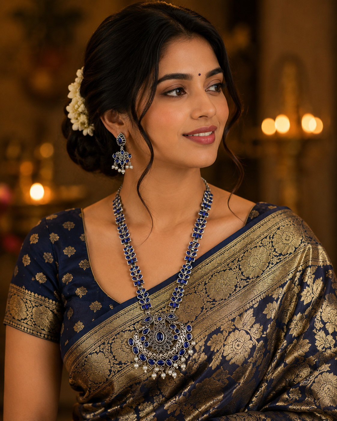 Women's Traditional Oxidized Necklace Set - front view | D9 Creations