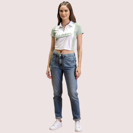 Women's Mint Green Designer Crop Top, Stylish Mint Top - Apparel - front view | Snazzyway