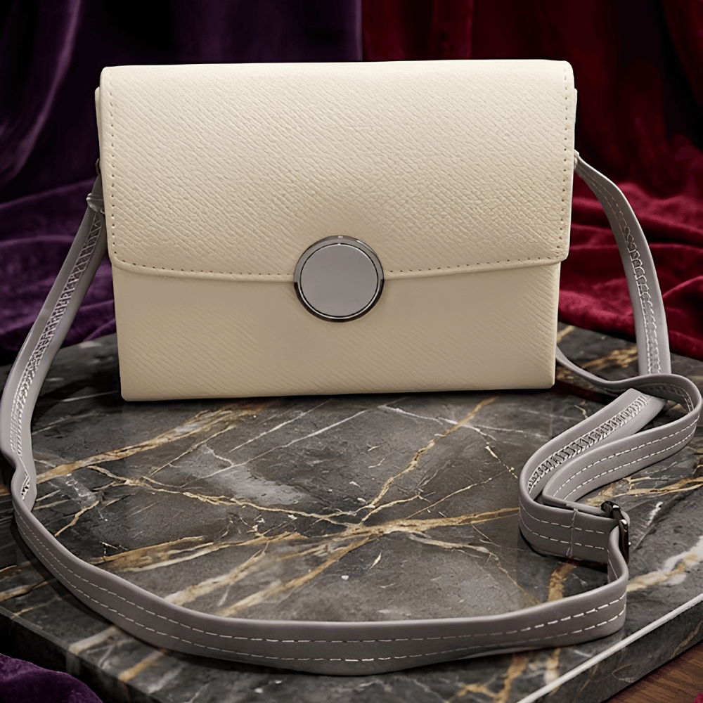Women's Ivory Designer Clutch Bag, Elegant Ivory Evening Purse - Apparel - close-up detail view | Snazzyway