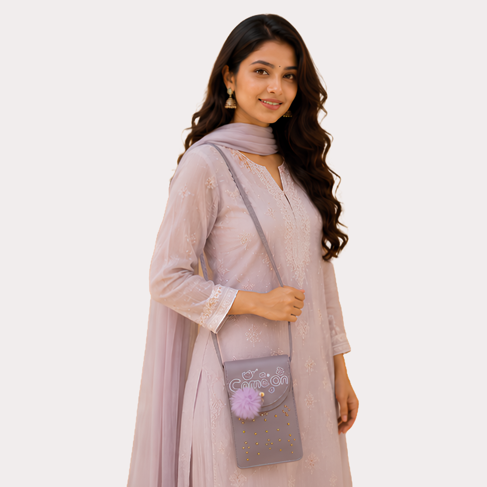 Women's Purple Embellished Sling Bag - Uncategorized - front view | Snazzyway