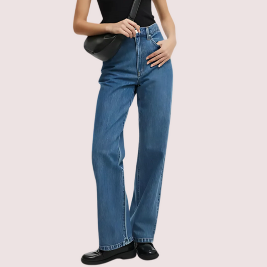 Women's Blue Denim Jeans, Stylish Blue Denim Pants - Apparel - front view | Snazzyway