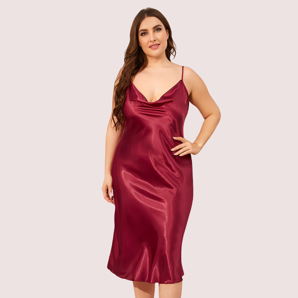 Women's Burgundy Satin Sleepwear, Charming Burgundy Nightwear - Apparel - front view | Snazzyway