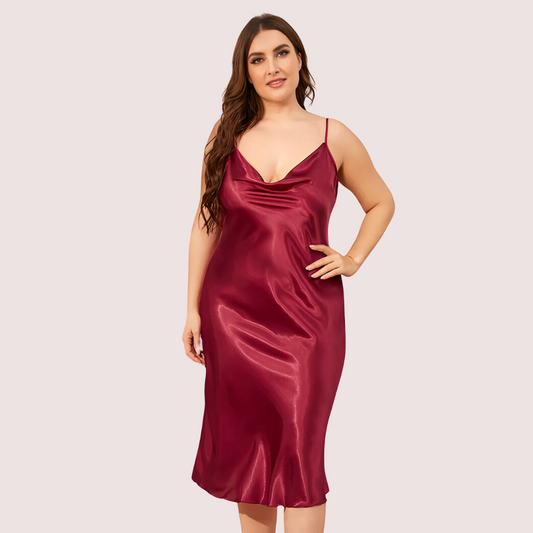 Women's Burgundy Satin Sleepwear, Charming Burgundy Nightwear - Apparel - front view | Snazzyway