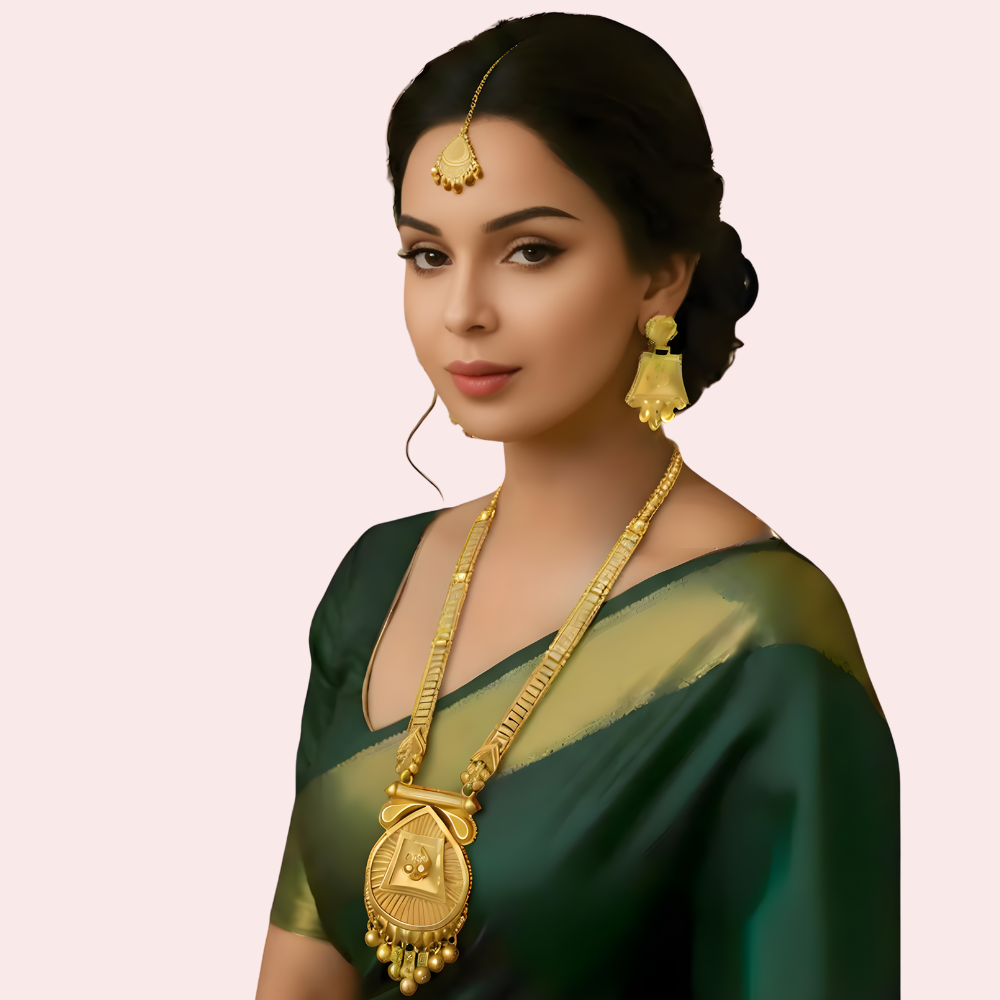 Women's Gold Designer Necklace, Timeless Gold Necklace Set - Apparel - front view | Snazzyway