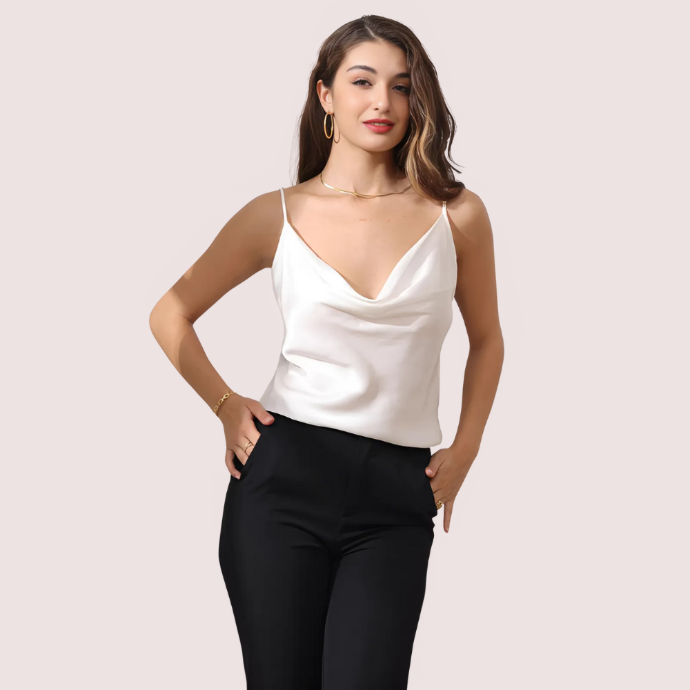 Women's Off White Silk Camisole, Stylish Off Cami Top - Apparel - front view | Snazzyway
